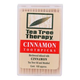 Tea Tree Therapy Toothpicks Cinnamon - 100 Toothpicks - Case Of 12 - Default