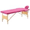 Foldable Massage Table 3 Zones Wood Pink - Pink