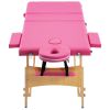 Foldable Massage Table 3 Zones Wood Pink - Pink