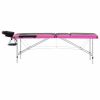 3-Zone Foldable Massage Table Aluminum Black and Pink - Black