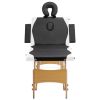 Foldable Massage Table 4 Zones Wood Black and White - Black