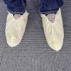 Disposable Shoe Covers for Indoors. 10 Pairs of Yellow Polypropylene Polyethylene Shoe Booties Disposable 82 gsm Waterproof Shoe Protectors with Elast