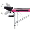 3-Zone Foldable Massage Table Aluminum Black and Pink - Black