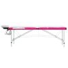 3-Zone Foldable Massage Table Aluminum White and Pink - White