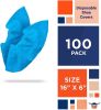 Disposable Shoe Covers 16" x 6". Pack of 100 Blue Boot Covering. Polyethylene Shoe Booties. Waterproof Shoes Protectors. 50 Pairs of Thick Covers for