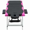 3-Zone Foldable Massage Table Aluminum Black and Pink - Black