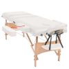 3-Zone Folding Massage Table and Stool Set 3.9" Thick White - White
