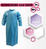 Disposable Gowns X-Large. Pack of 10 Blue Lab Coat Men 40 gsm Polypropylene Polyethylene Surgical Gowns with Collar; Loop Fastener; Long Sleeves; Elas