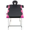 2-Zone Foldable Massage Table Aluminum Black and Pink - Black