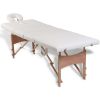 Cream White Foldable Massage Table 4 Zones with Wooden Frame - White