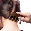 1pc Meridian Massage Comb Sandalwood Wooden 5 Tooth Point Acupuncture Head Massage Therapy Blood Circulation Anti-static Smooth Hair - Style 2