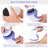 Electric Handheld Body Massager Full Body Vibrating Massager w/ 4 Interchangeable Massager Head - Blue & White